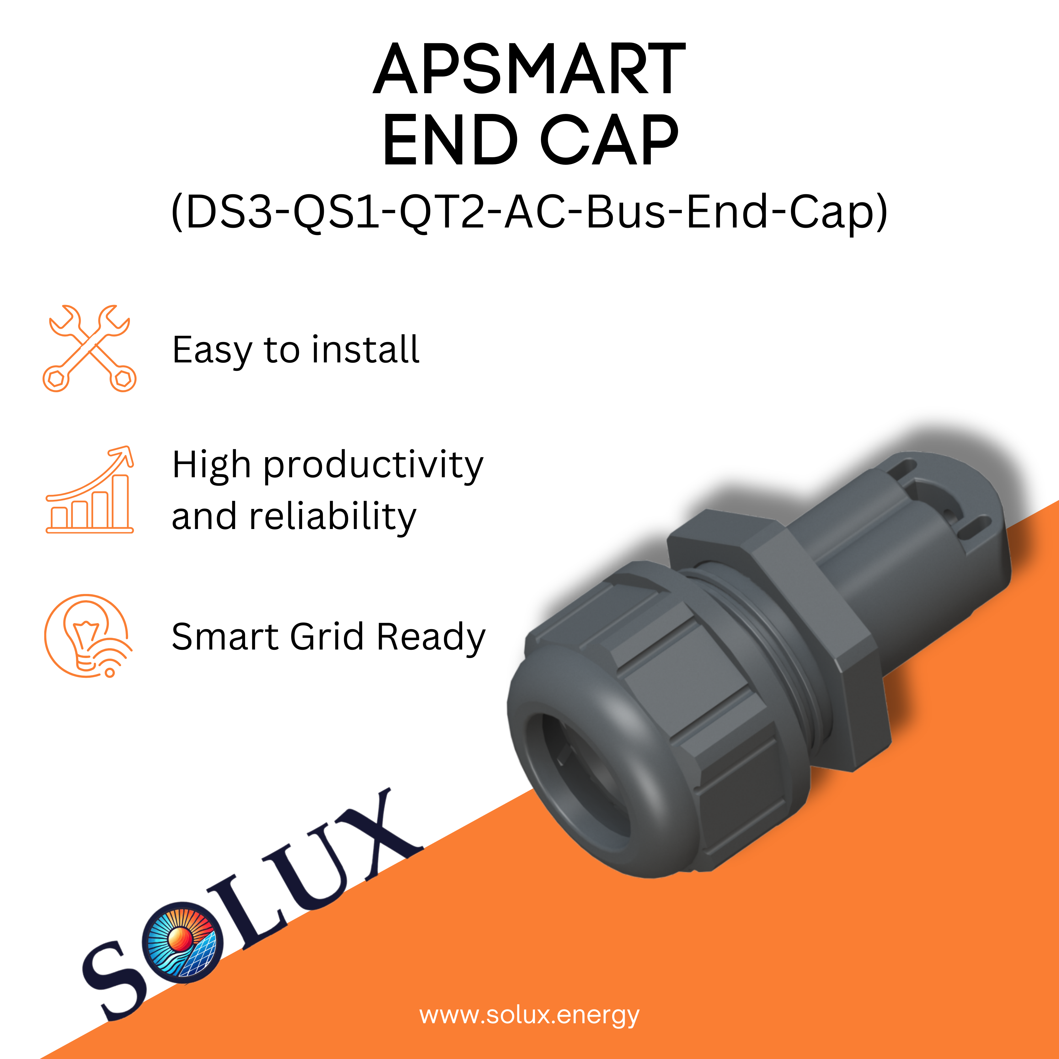 This is an image of APsystems DS3/QS1/QT2 AC Bus End Cap, Waterproof Cable End Cap (Used for DS3, QS1 & QT2)